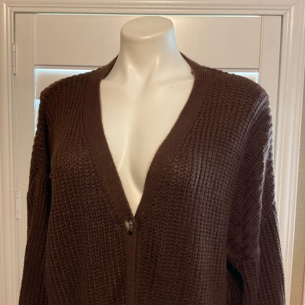 SHEIN Men's Deep Brown Cardigan Sweater